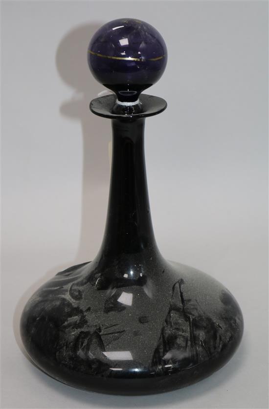 A Victorian amethyst glass ships decanter 28cm